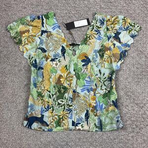 Caballero Ilana Top Womens XS Ubud Jungle Flutter Sleeve Blouse Animal Print